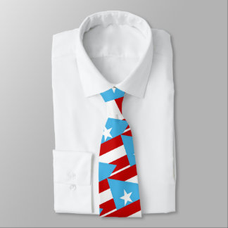 Col cravate motif drapeau bleu clair de Porto Rico