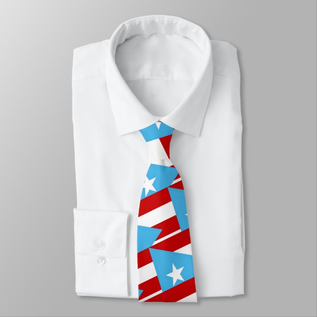Col cravate motif drapeau bleu clair de Porto Rico (Attaché)