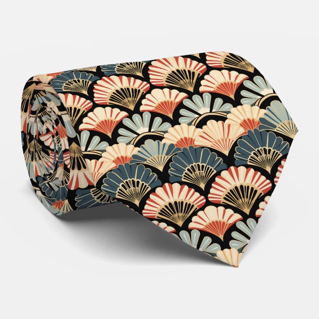 Col cravate motif éventail coquillage Art Déco (Roulé)