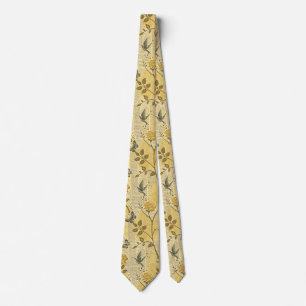 Col cravate motif floral jaune élégant classique