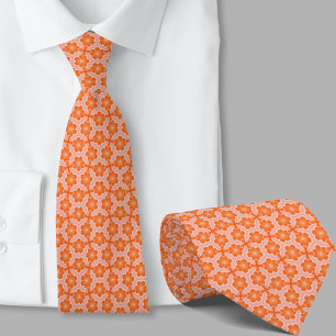 Col cravate motif géométrique orange artistique mo