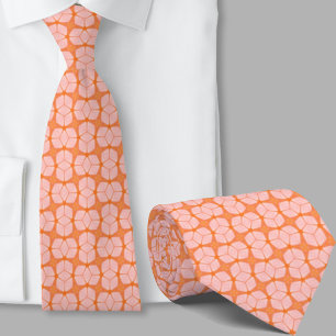Col cravate motif géométrique orange artistique mo