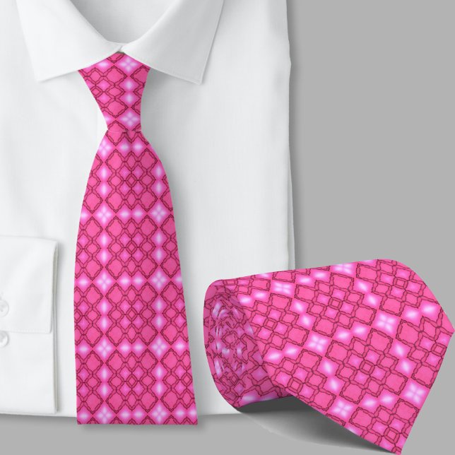 Col cravate motif géométrique rose artistique mode (Créateur téléchargé)