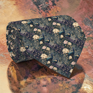 Col cravate motif paon personnalisé