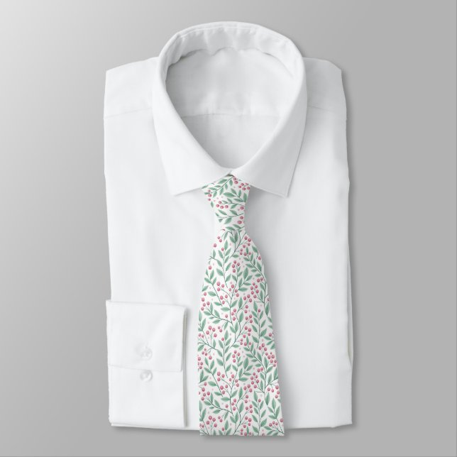 Col cravate motif rose de Noël (Attaché)