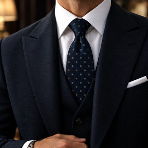Col cravate navy à pois dorés classiques