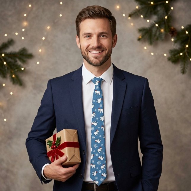 Col cravate Noël Party éléphant blanc (bleu) (Créateur téléchargé)