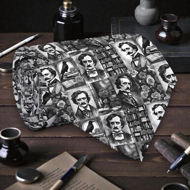 Col cravate noir et blanc Edgar Allan Poe (Créateur téléchargé)