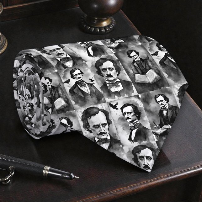 Col cravate noir et blanc Edgar Allan Poe (Créateur téléchargé)
