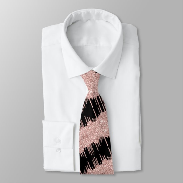 Col cravate noir paillettes or rose (Attaché)