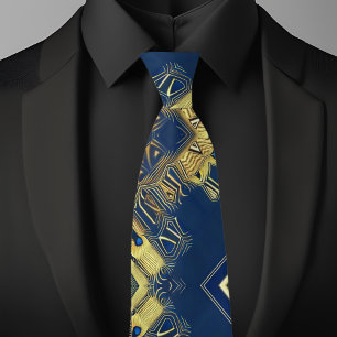 Col cravate or et bleu abstrait