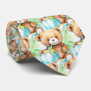 Col cravate Ours en peluche bleu