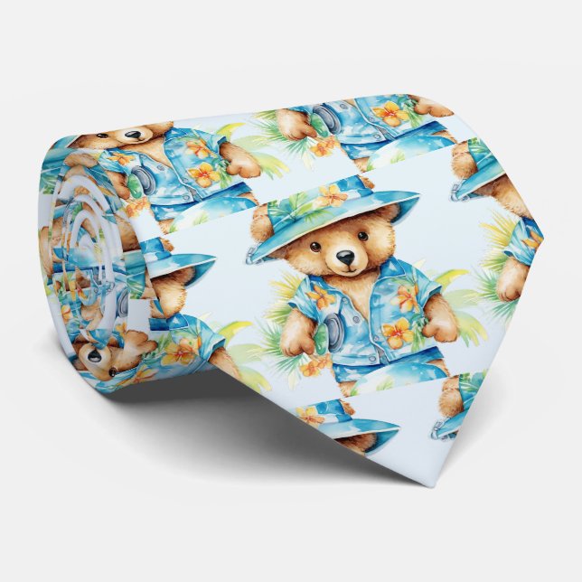 Col cravate Ours en peluche Bleu (Roulé)