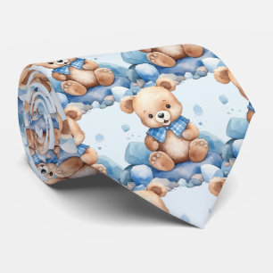 Col cravate Ours en peluche Bleu
