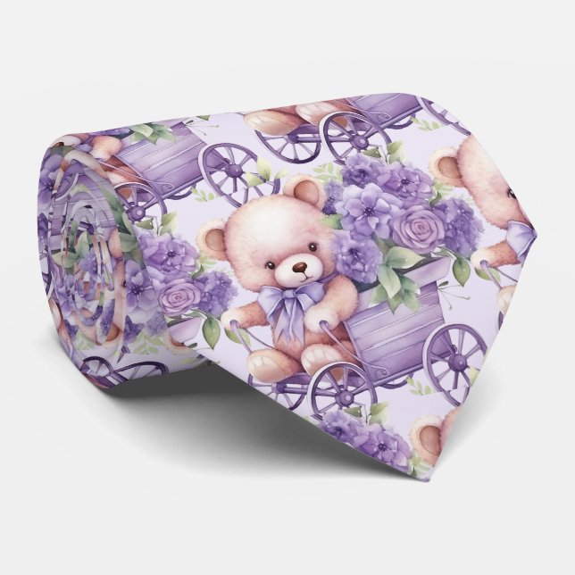 Col cravate ourson violet lilas (Roulé)