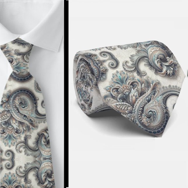 Col cravate paisley bleu or et blanc de luxe (Créateur téléchargé)