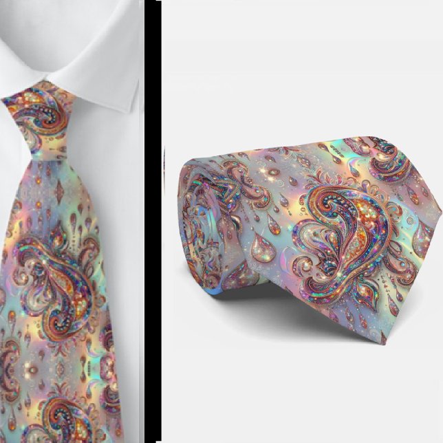 Col cravate paisley opale holographique faux premi (Créateur téléchargé)