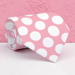 Col cravate personnalisé à pois blancs sur fond ro