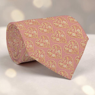 Col cravate personnalisé cœur élégant rose poussié