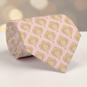 Col cravate personnalisé cœur élégant rose poussié