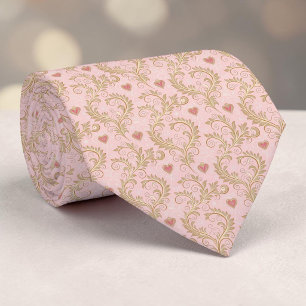 Col cravate personnalisé cœur élégant rose poussié