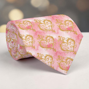 Col cravate personnalisé cœur élégant rose poussié