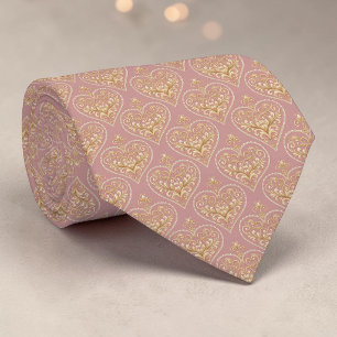 Col cravate personnalisé cœur élégant rose poussié