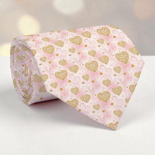 Col cravate personnalisé cœur élégant rose poussié