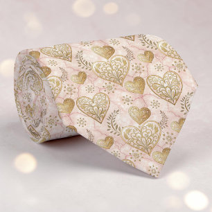 Col cravate personnalisé cœur élégant rose poussié