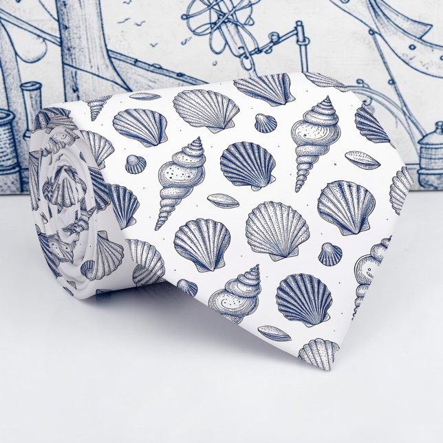 Col cravate personnalisé coquillages marins (Créateur téléchargé)