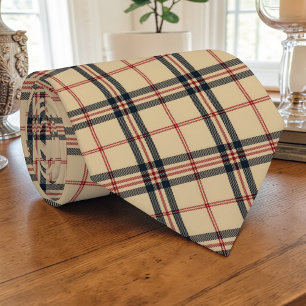 Col cravate personnalisé écossais tartan marron