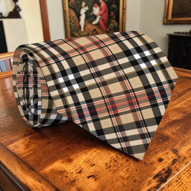 Col cravate personnalisé écossais tartan marron (Créateur téléchargé)