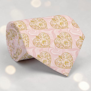 Col cravate personnalisé élégant cœur rose poussié