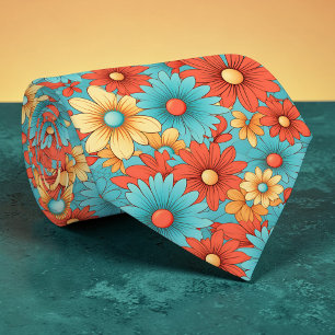 Col cravate personnalisé Fleurs Classique Rétro 70