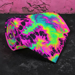 Col cravate personnalisé Tie-Dye Néon Rétro