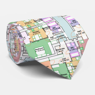 Col cravate pour hommes motif plan architectural