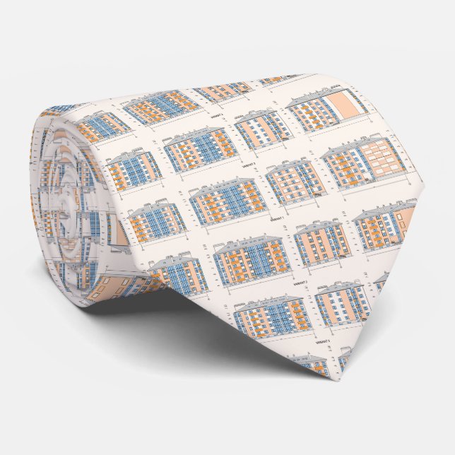 Col cravate pour hommes motif plan de construction (Roulé)