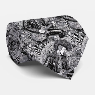 Col cravate punk rock noir et blanc