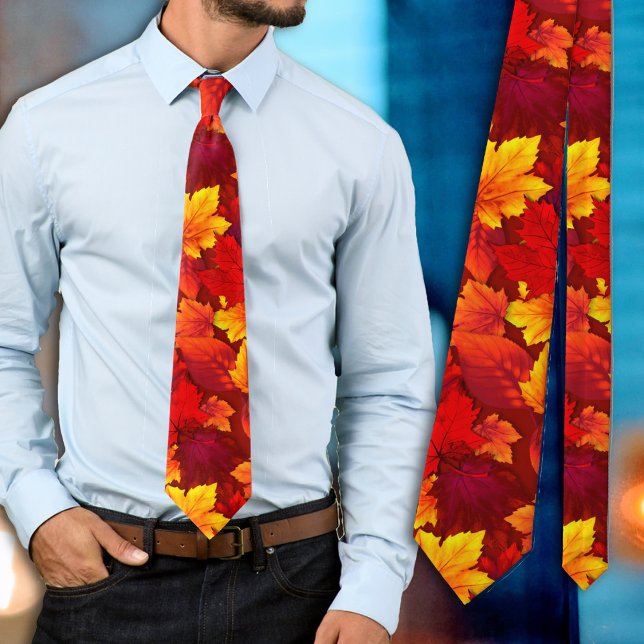 Col cravate remerciement feuilles rouges d'automne (Créateur téléchargé)