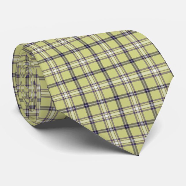 Col cravate rétro à carreaux vert citron motif cla (Roulé)