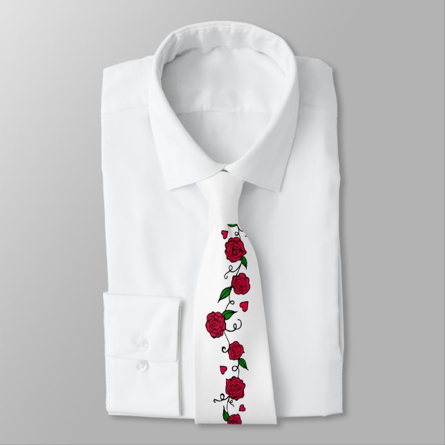 Col cravate roses rouges romantiques (Attaché)