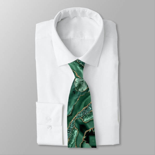 Col cravate vert émeraude paillettes or (Attaché)