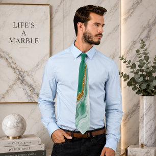 Col cravate vert et or Fluid Swirl Marble