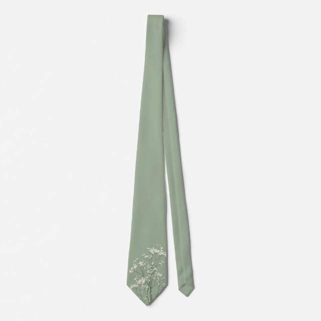 Col cravate vert sauge avec détail floral de Gypso (Devant)