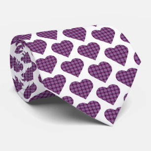 Col cravate violet rose à motif carreaux en forme