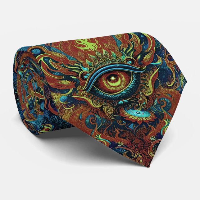 Col cravate Visionnaire Œil Flamboyant Art Spiritu (Roulé)
