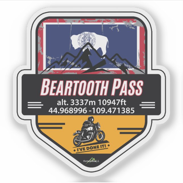 Col de Beartooth US 212 Moto 01 Autocollant (Devant)