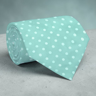 Col Mini pois blancs sur cravate sarcelle