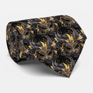 Col noir et or Mardi Gras Steampunk cravate