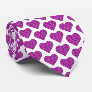 Col Plaid Rose Violet Noir Cravate